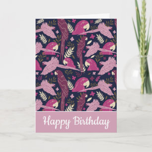 Carte Ara Parrot rose Tropical Leave Motif Anniversaire