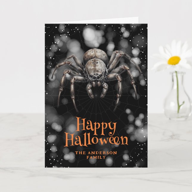 Carte Araignée effrayante Cobweb Happy Halloween (Petite plante)