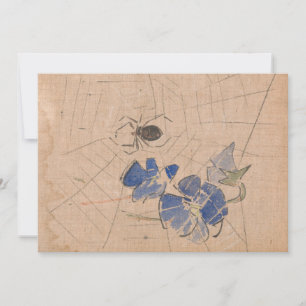 Carte Araignée et Web avec fleurs bleues   Joseph Crawha