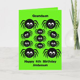 Carte Araignée verte Halloween Anniversaire Grand-fils