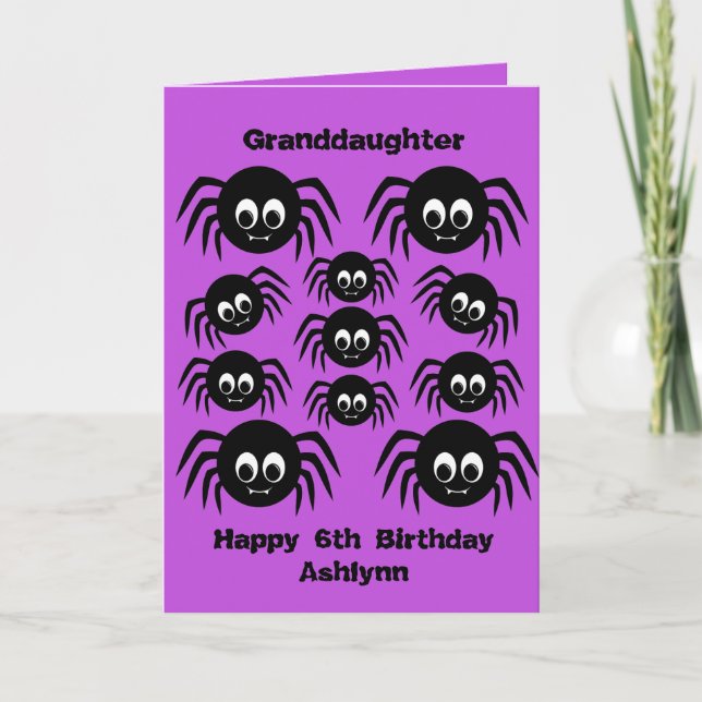Carte Araignées violettes Halloween Anniversaire Petite- (Devant)
