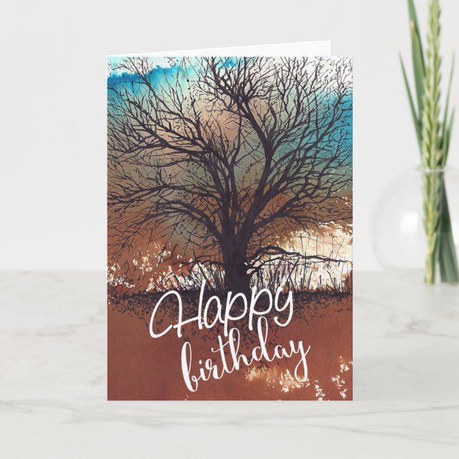 Carte Arbre Art Joyeux Anniversaire (Devant)