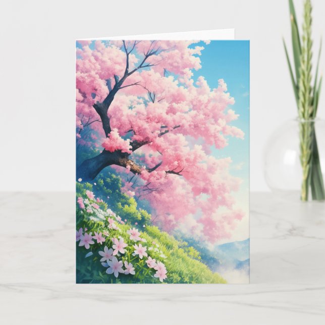 Carte Arbre cerise en fleurs (Devant)