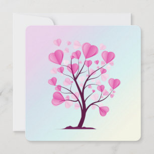 Carte Arbre d'amour Arbre de coeur Pastel rose Aquarelle