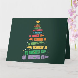 Carte Arbre de crayon d'enseignant de Noël Lumières de X