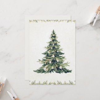 Carte Arbre de Noël Aquarelle Écriture Élégante Non Phot