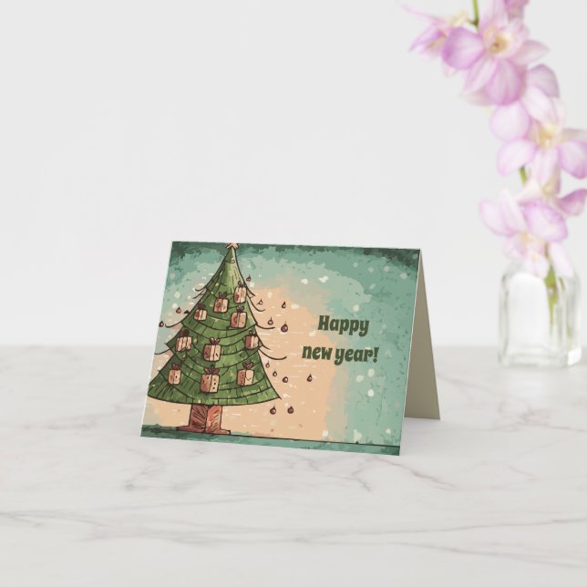 Carte Arbre de Noël Bonne année (Orchidée)