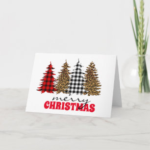 Carte Arbre de Noël carreau léopard argent 