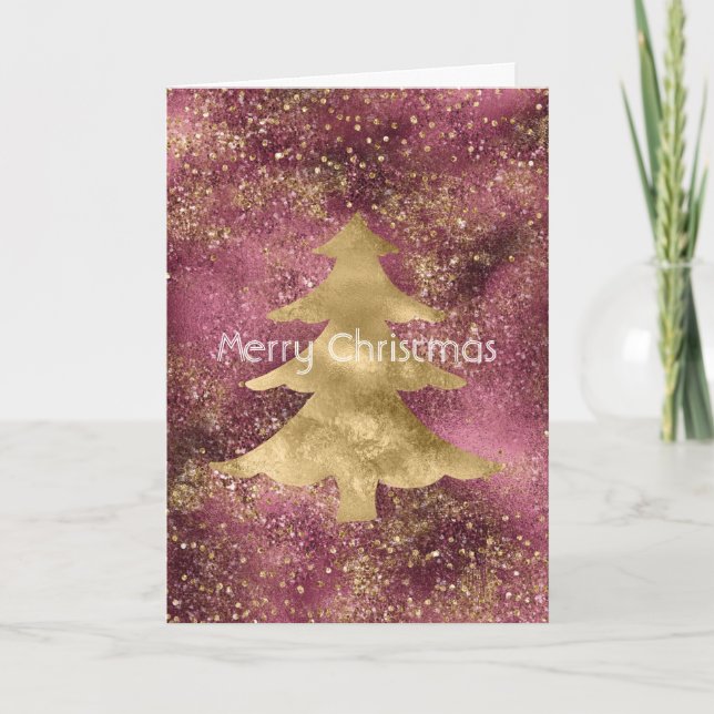 Carte Arbre de Noël de la Parties scintillant d'or de Bo (Devant)