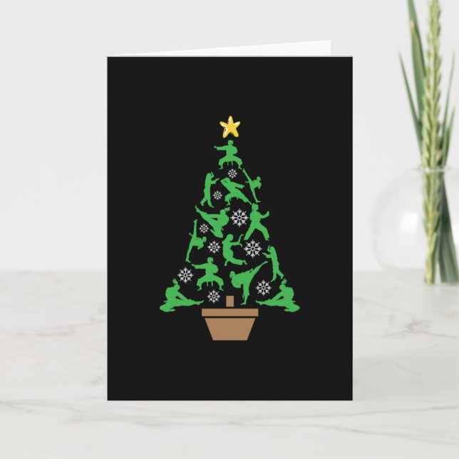 Carte Arbre de Noël de l'art martial féminin - Karaté po (Devant)