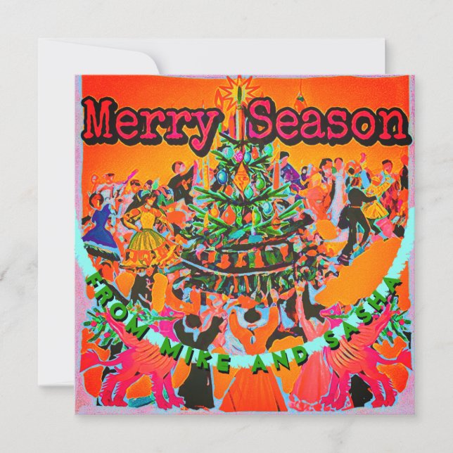 Carte Arbre de Noël de style vintage ajouter votre texte (Devant)