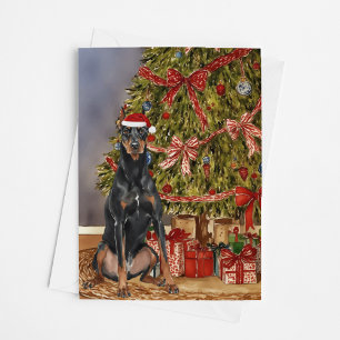 Carte Arbre de Noël Doberman Pinscher
