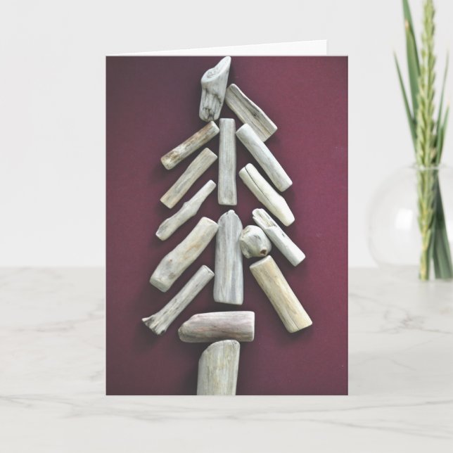 Carte Arbre de Noël en bois flotté (Devant)
