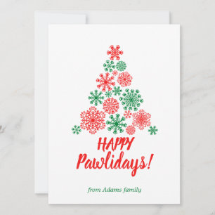 Carte Arbre de Noël en flocons de neige empreintes de pa