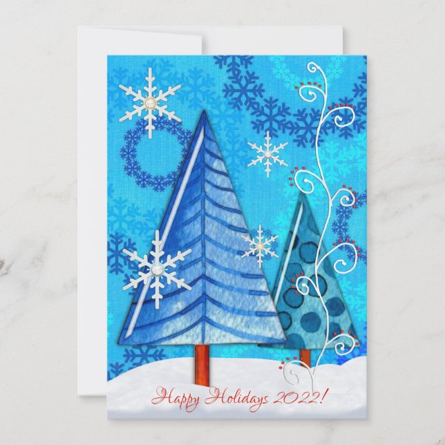 Carte Arbre de Noël et bijoux à flocons de neige (Devant)