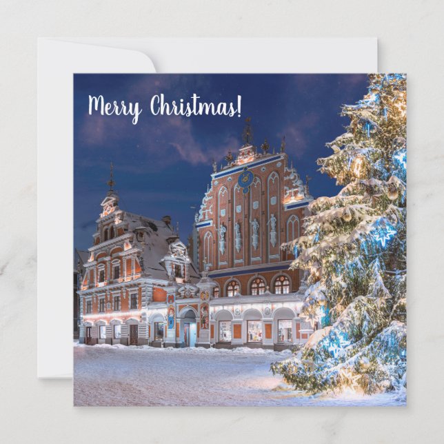 Carte Arbre de Noël et Maison des Noirs à Riga (Devant)