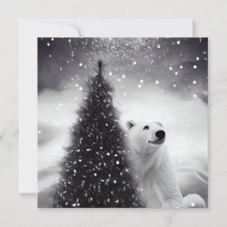 Carte Arbre de Noël et Ours polaire