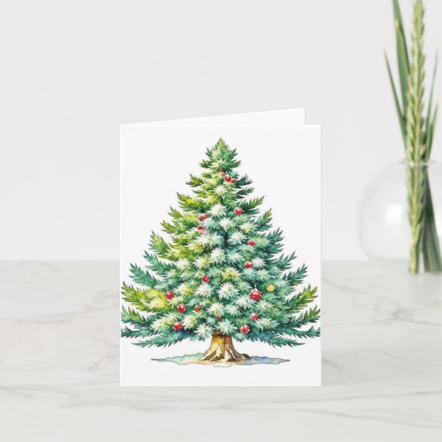 Carte Arbre de Noël G - Aquarelles et stylet (Devant)