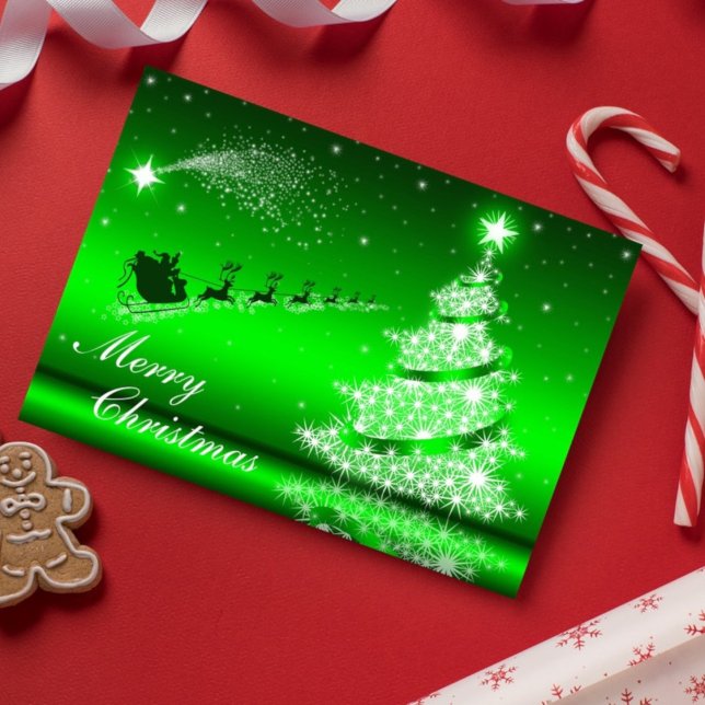 Carte Arbre de Noël Metallic Green Sparkling (Créateur téléchargé)