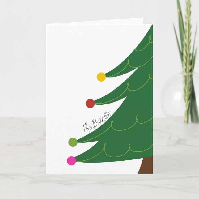 Carte Arbre de Noël moderne Nom de famille personnalisé (Devant)
