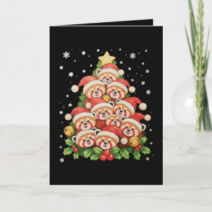 Carte Arbre de Noël Panda Rouge Animal Lumière Noël Fête