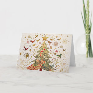 Carte Arbre de Noël Parties scintillant or avec découpes