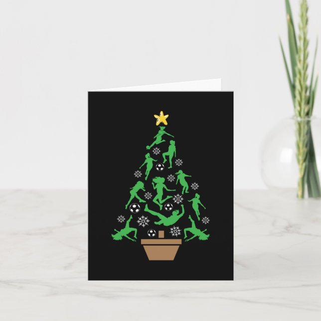 Carte Arbre de Noël pour filles de football féminin (Devant)