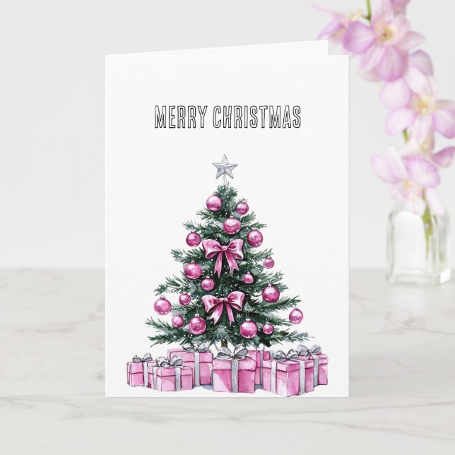 Carte Arbre de Noël rose Glam (Orchidée)