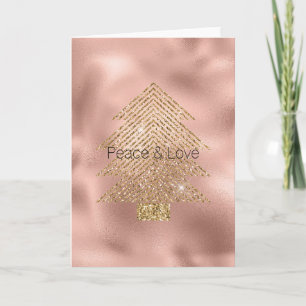 Carte Arbre de Noël rose Gold Glitzy Parties scintillant