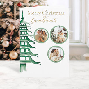 Carte Arbre de Noël vert Pagode Grand-parent 3-Photo