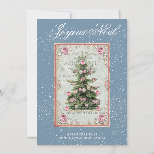 Carte Arbre de Noël Vintage Hiver (Devant)