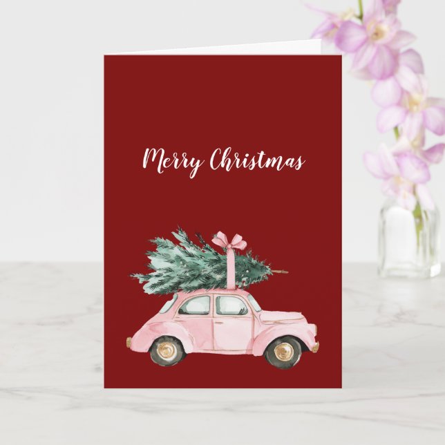 Carte Arbre de Noël Voiture Rose Rouge (Orchidée)