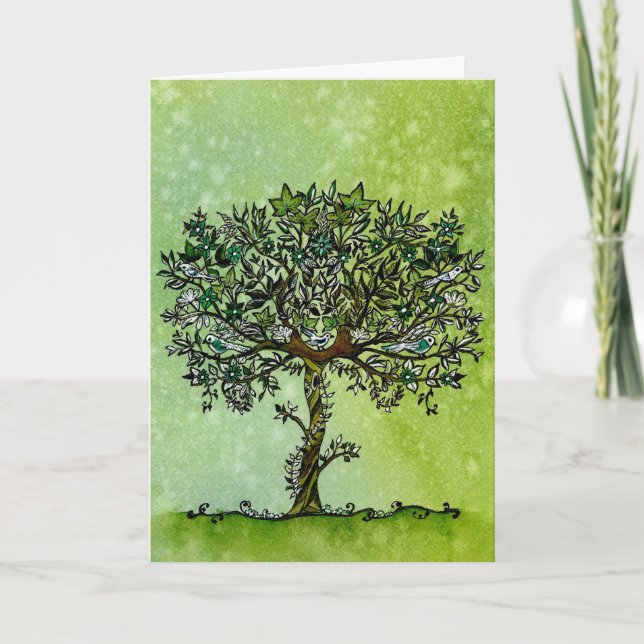 Carte Arbre de vie avec l'amour du coeur Sympathie (Devant)