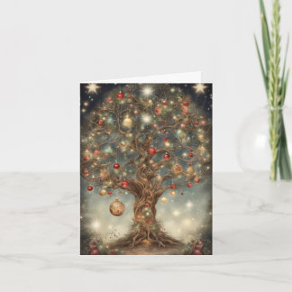 Carte Arbre de Vie Céleste Fantaisiste d'Art de Noël