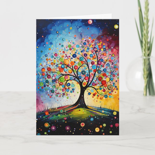 Carte Arbre de Vie Coloré et Tourbillonnant de la Nature (Devant)
