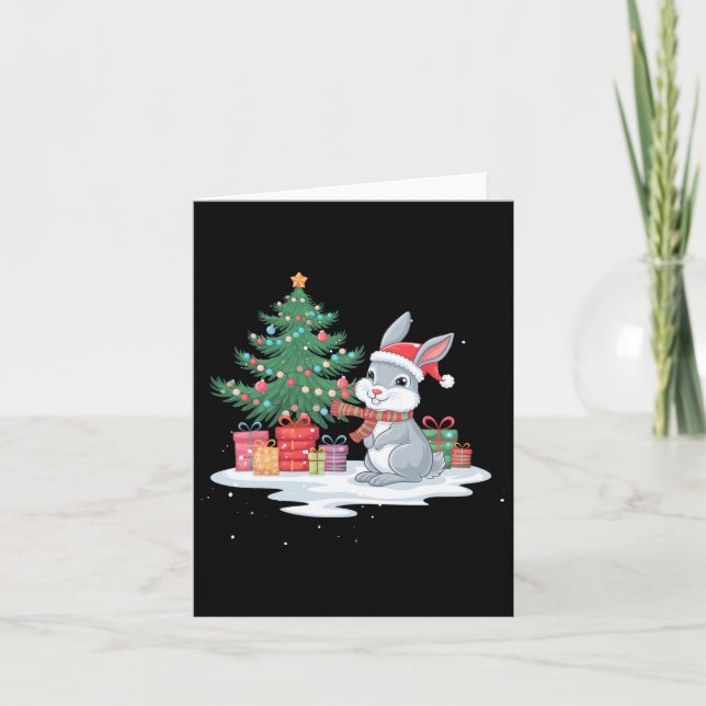 Carte Arbre d'éclairage Noël Lapin Lapin Lapin Lapin Lap (Devant)