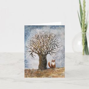 Carte Arbre d'hiver et renard