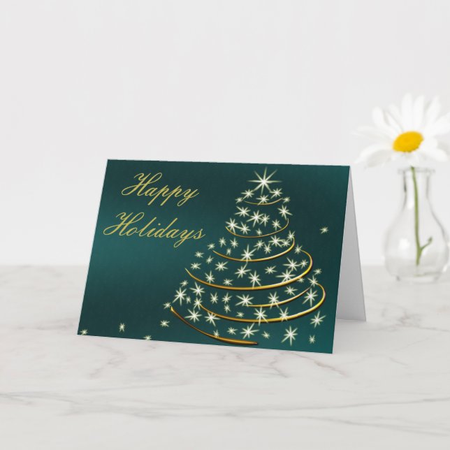 Carte arbre doré d'entreprise joyeuses fêtes (Petite plante)