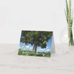 CARTE ARBRE EN GRAS CONNAÎT; CIEL BLEU, NUAGES BLANCS FL