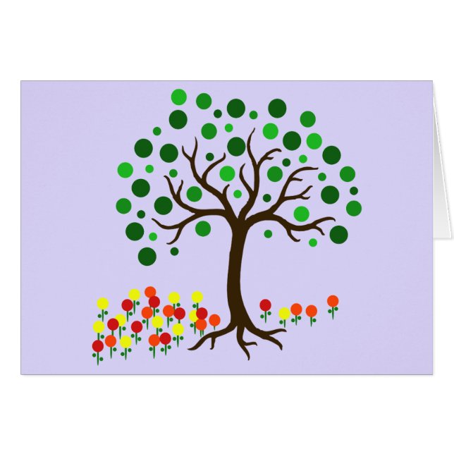 Carte Arbre et Tulipes stylisées (Devant Horizontal)