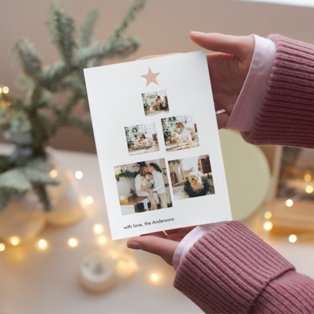 Carte Arbre photo de Noël| Pastel Pink | Joyeux Fêtes (Créateur téléchargé)