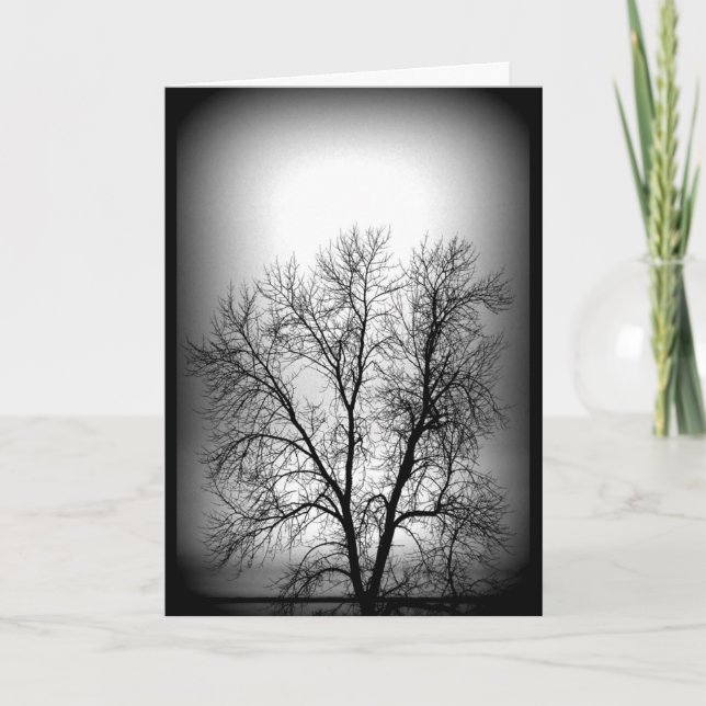 Carte Arbre trés haut noir et blanc pensant à vous (Devant)