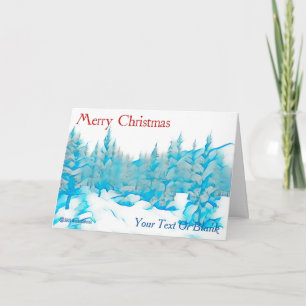 Carte Arbres bleus neigeux - Joyeux Noël