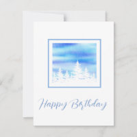 Arbres couverts de neige Violet bleu Aquarelle