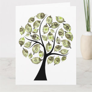 Carte Arbres d'argent pour anniversaire sur fond blanc