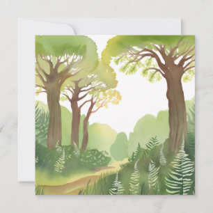 Carte Arbres de la forêt verte   Aquarelle naturelle mag