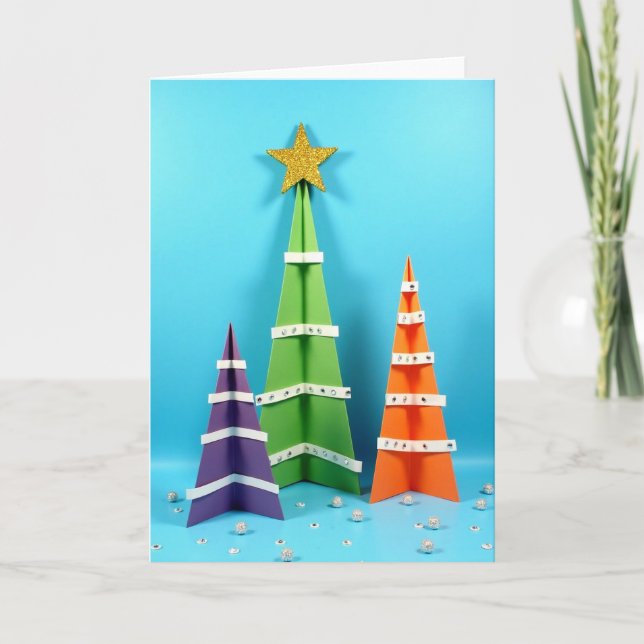 Carte Arbres de Noël Colorés (Devant)