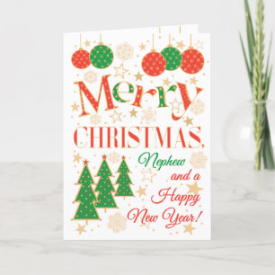 Carte Arbres de Noël et ornements pour Nephew