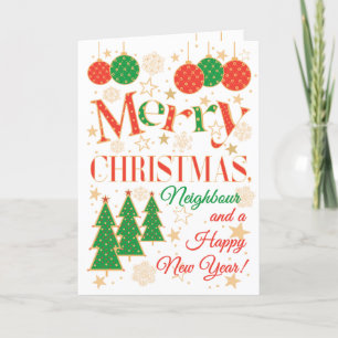 Carte Arbres de Noël et ornements pour voisins