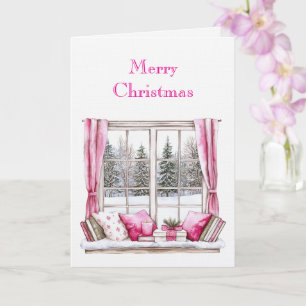 Carte Arbres de Noël Pink Glam Fenêtre